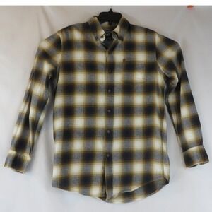 Chaps Performance Men Plaid Button Down Shirt Brown Navy Blue Cotton CM32LW249 S